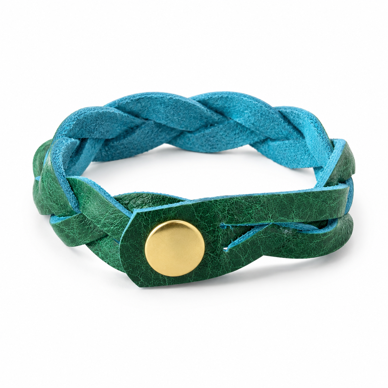 Handmade Mystery Braid Genuine Leather Snap Bracelet by Finch