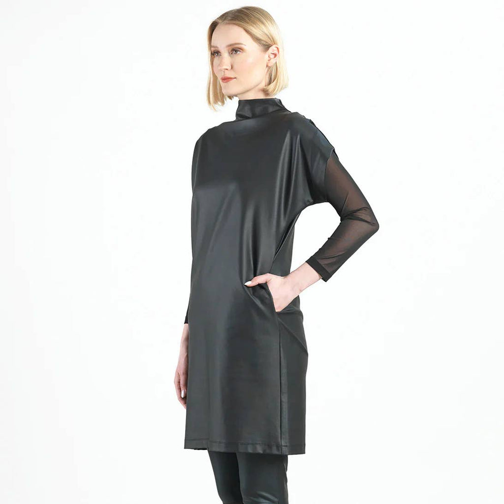 Clara Sunwoo - Liquid Leather ™ - High Neck Tunic Pocket Dress