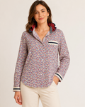Hand-Embellished Floral Double Ruffle Collar Blouse by Trish - Size Medium