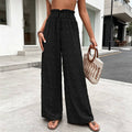 Jacquard pattern drawstringwide leg pants