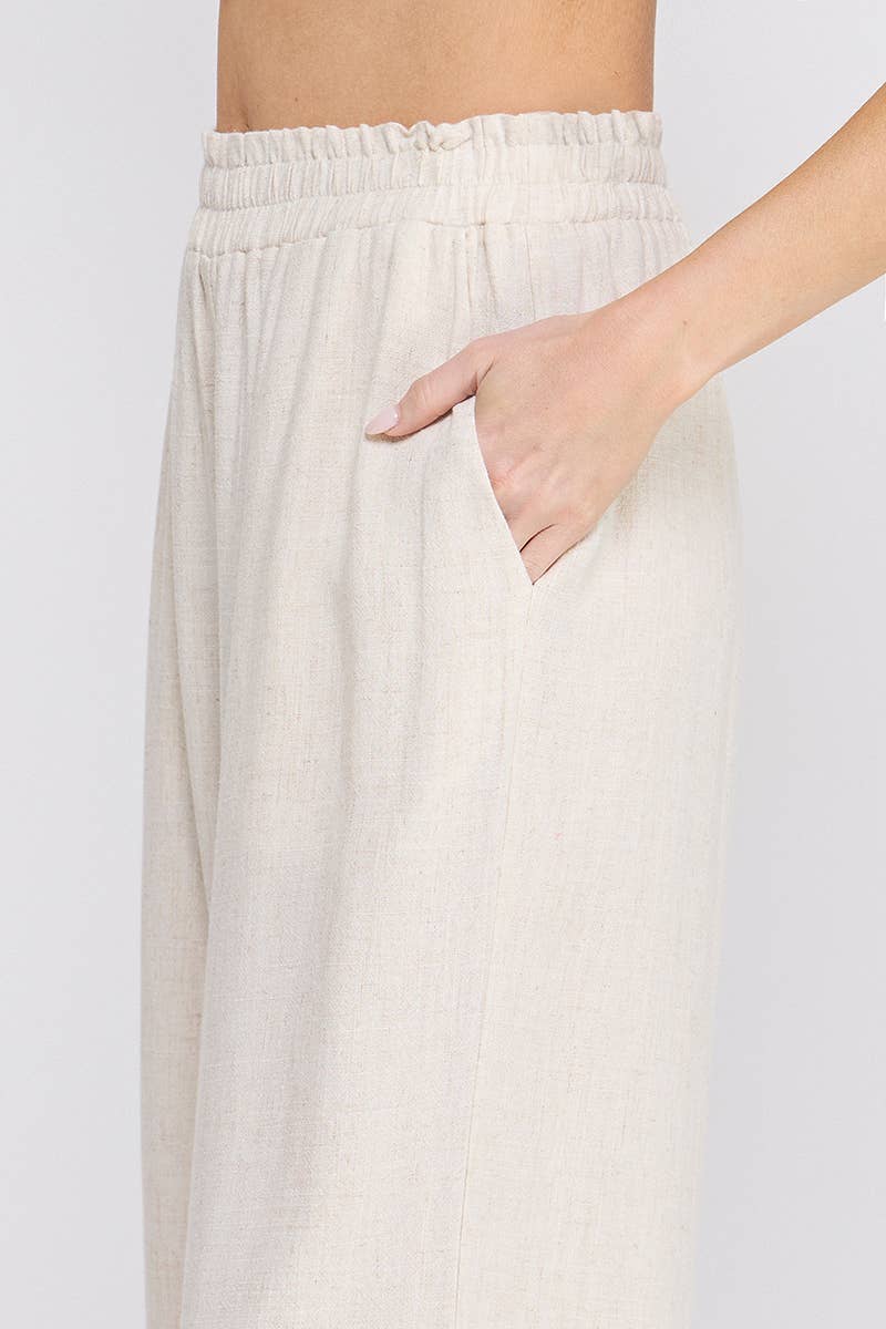Allie Rose - Elastic Ruffle Waist Ankle Pants