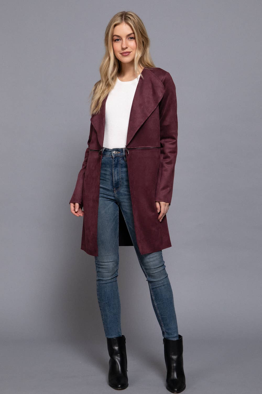 Faux Suede Long Jacket