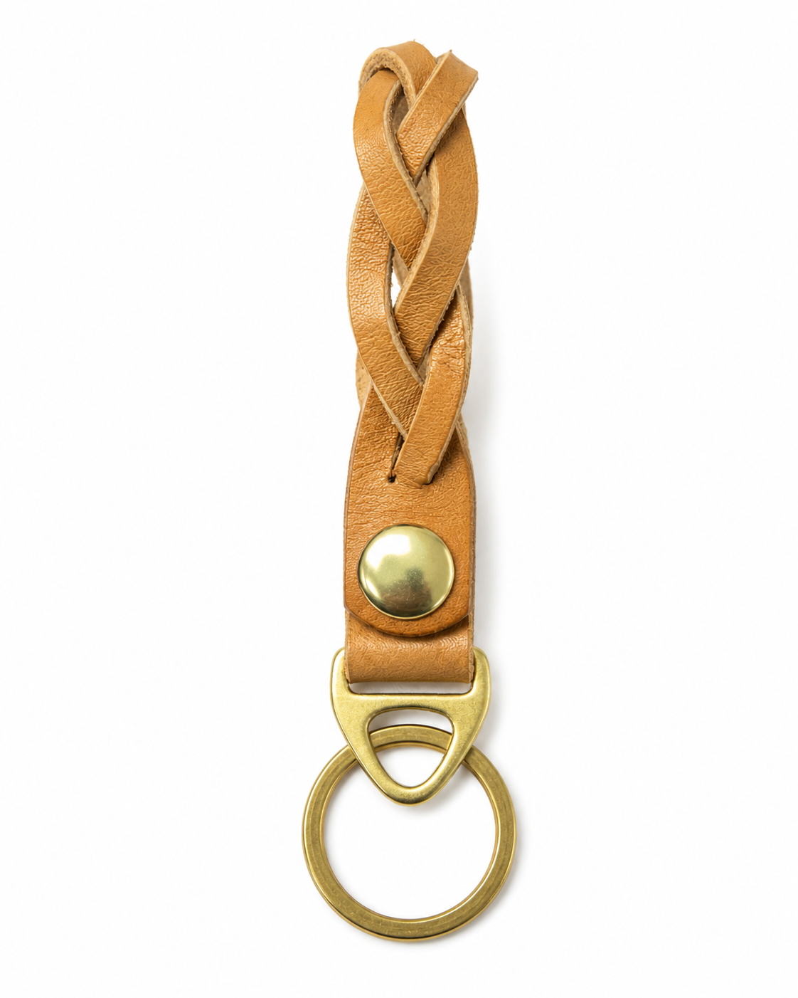 Handmade Braided Leather Keychain with Brass D-Ring by Finch