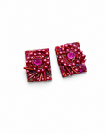 Handmade Fuchsia Beaded Statement Earrings by D.K. Tlustos