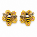 Honeycomb Finch Leather Earrings by D.K. Tlustos