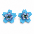 Blue Petal Finch Leather Earrings by D.K. Tlustos