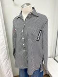 'Go Big Red' Black Striped Button-Down - Size Large