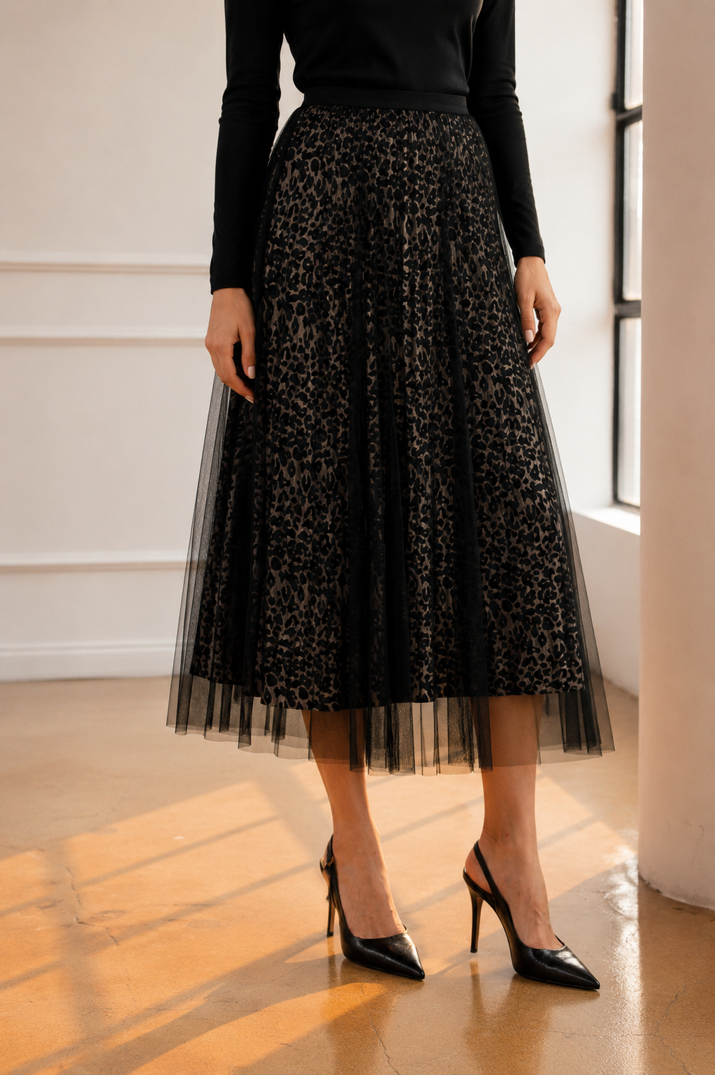 Winnai Chiffon Pleated Skirt