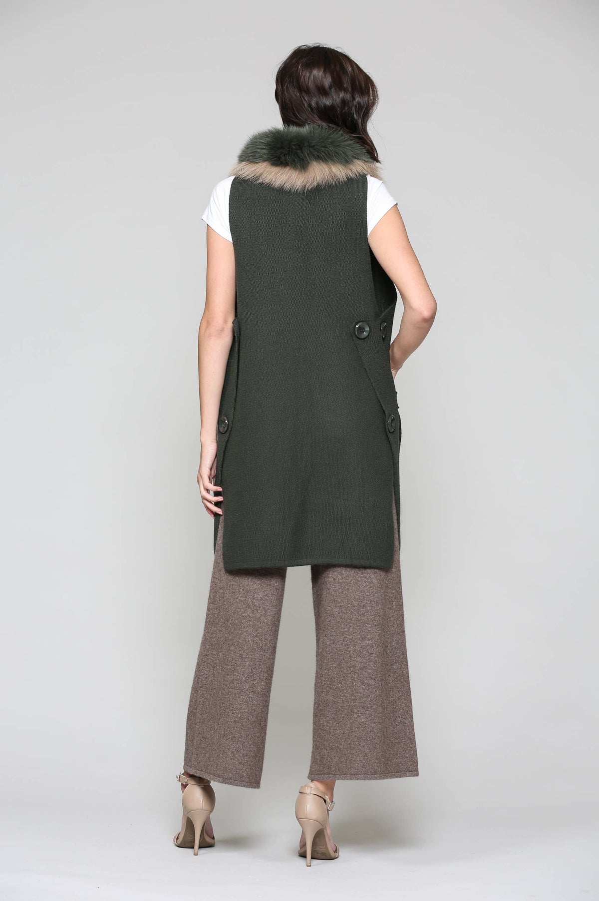 Selma Knitted Vest with Faux Fur