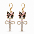 Pretty in Light Pink Dangle Bow Cat Earrings by D.K. Tlustos