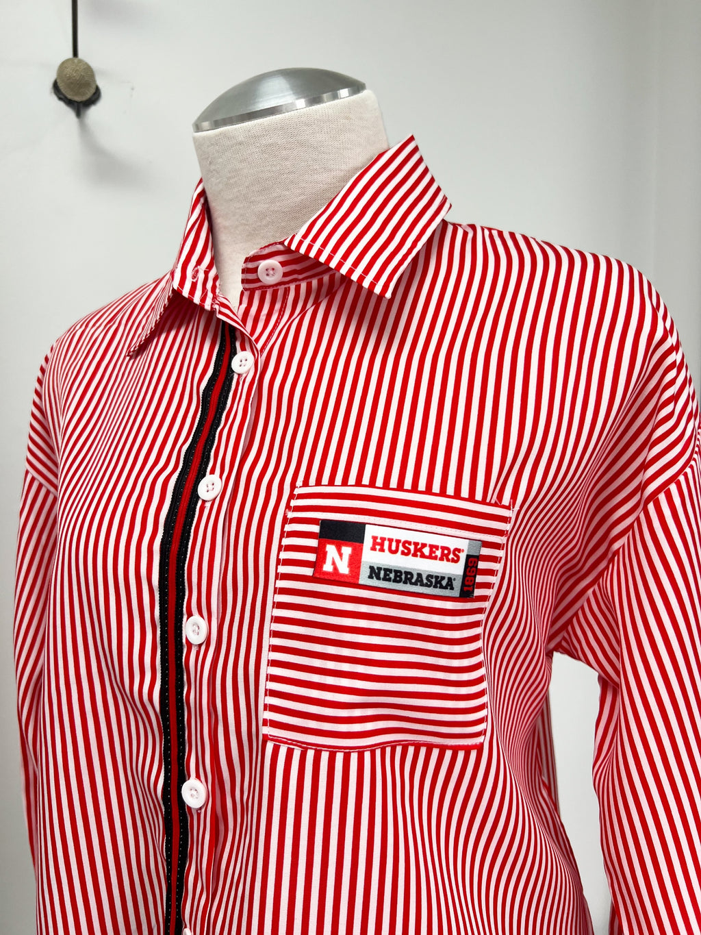 'Huskers' Red Striped Button-Down - Size Large