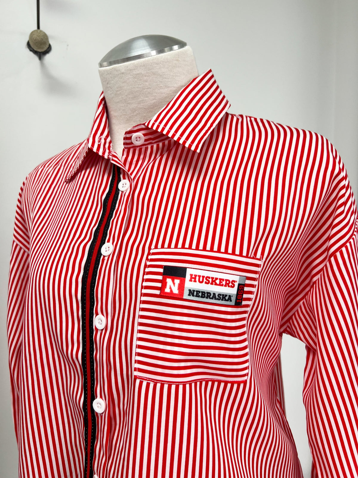 'Huskers' Red Striped Button-Down - Size Large