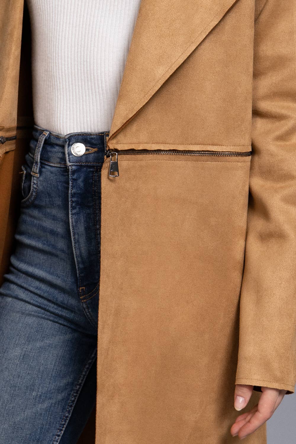 Faux Suede Long Jacket