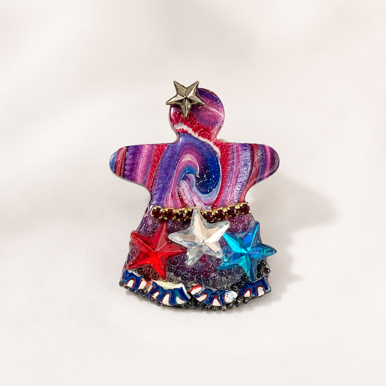 Handmade Fourth of July Star Statement Pin by D.K. Tlustos