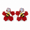 Blossom Bee Finch Leather Earrings by D.K. Tlustos