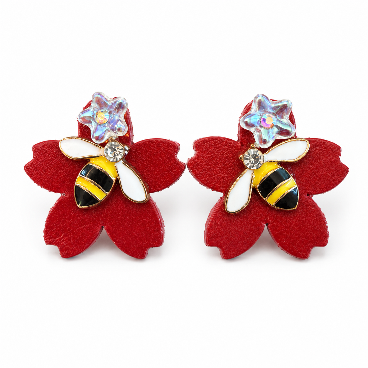 Blossom Bee Finch Leather Earrings by D.K. Tlustos