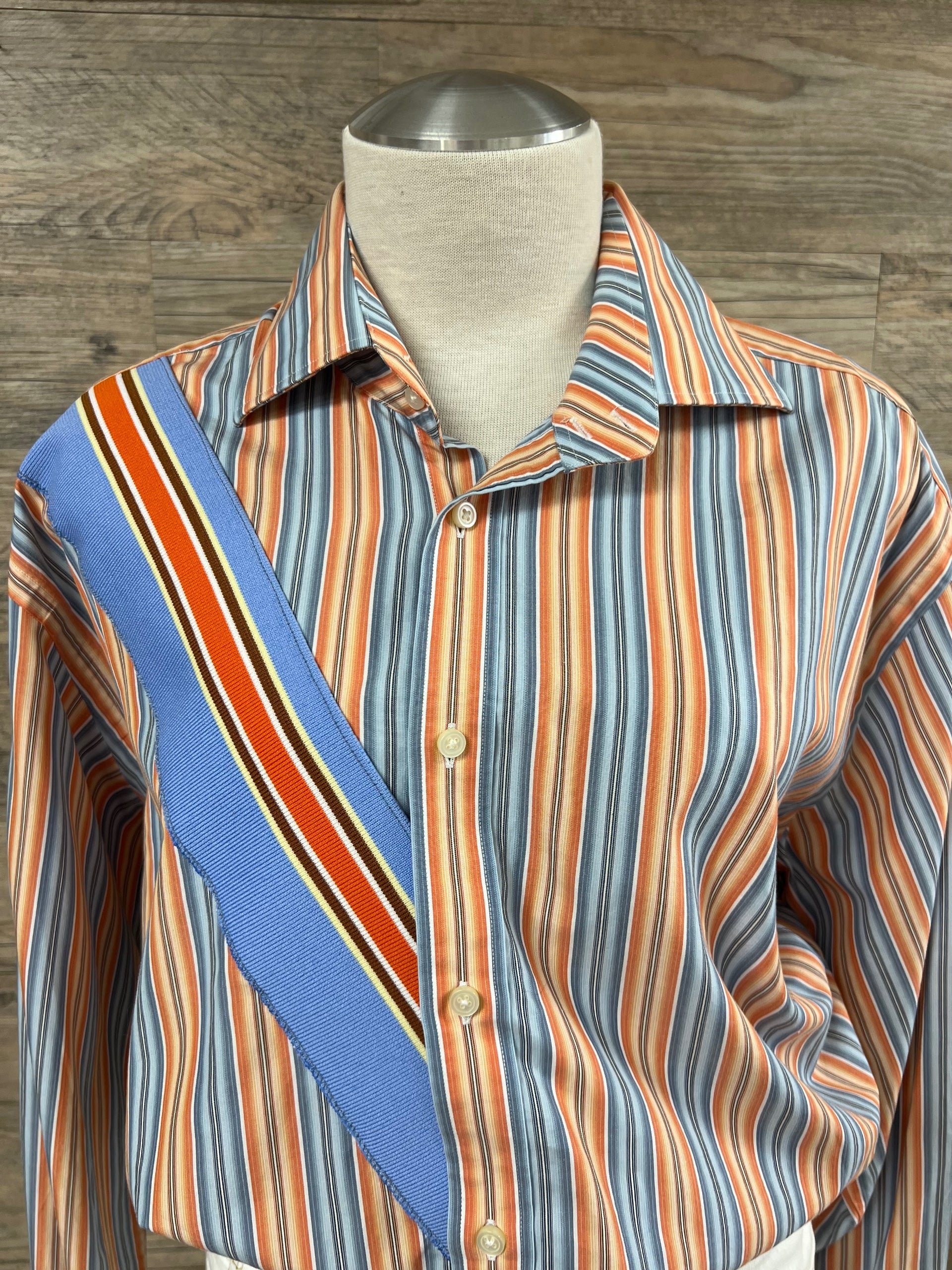 Sunset Stripe Blouse Embellished by Trish - Size X-Large