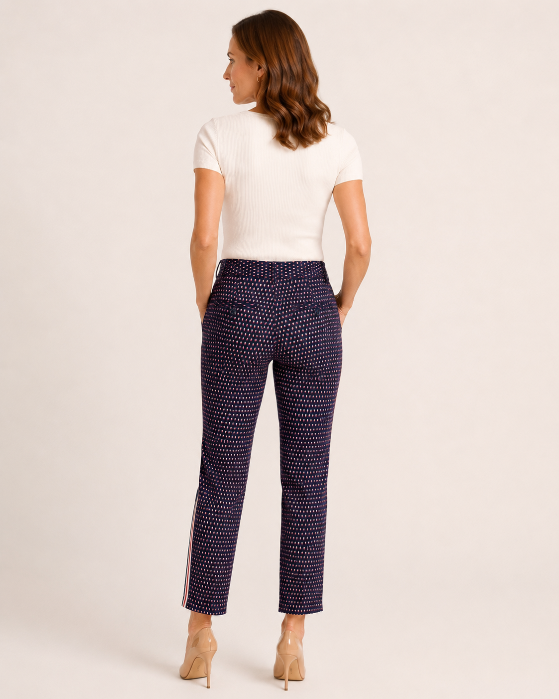 Hand-Embellished Americana Side-Stripe Pants by Trish