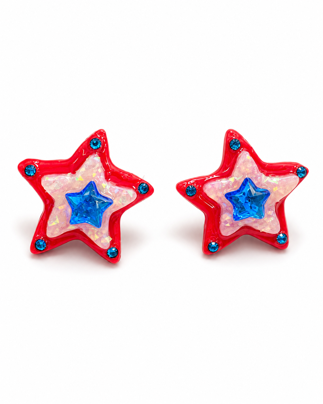 Handmade Patriotic Sparkle Star Earrings by D.K. Tlustos