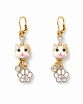 Handmade Whimsical White Kitten Earrings with White Paws by D.K. Tlustos Copy