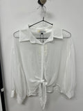 Sheer Shirt Tie Front White Size XL
