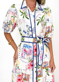 Floral printed short-sleeve maxi dress