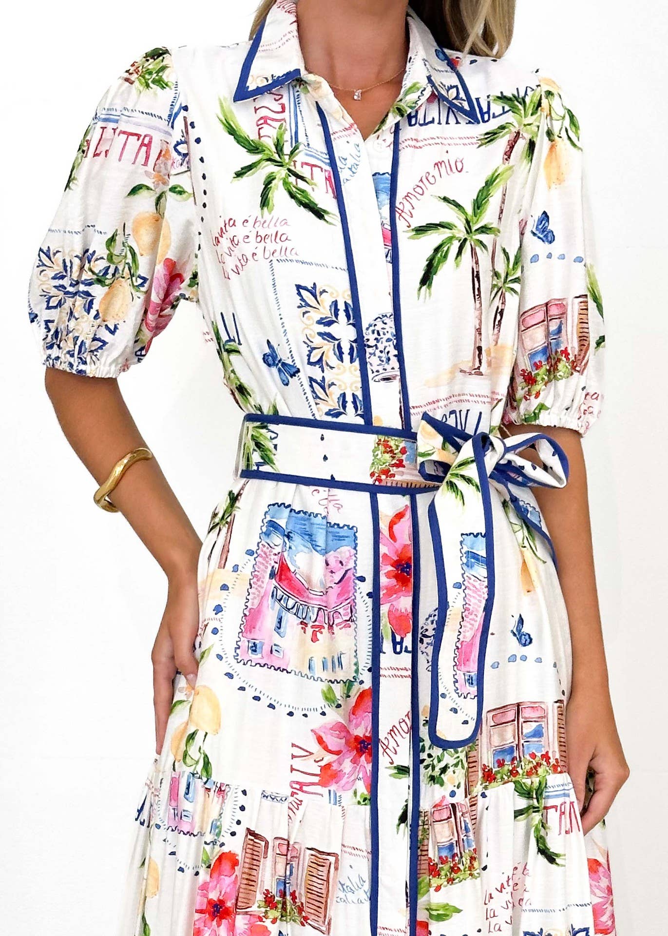 Floral printed short-sleeve maxi dress