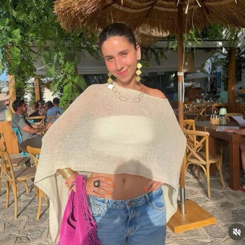 Thin Ice Silk Knitted Poncho Top