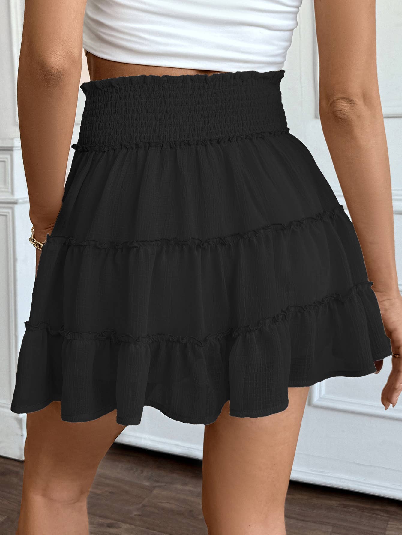 Smocked Ruffle Tiered Mini Skort