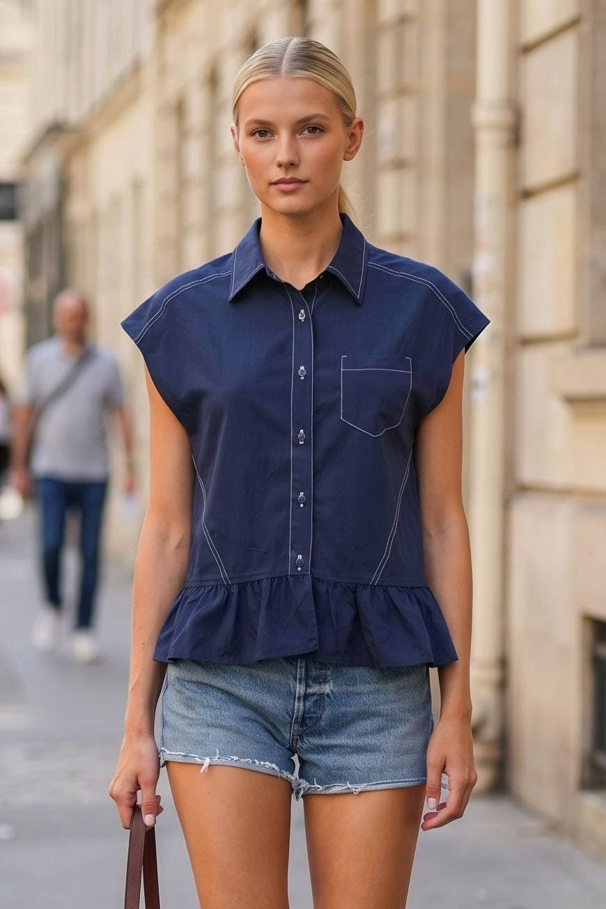 VAVA by Joy Han - RUFFLE STITCH DETAIL BLOUSE