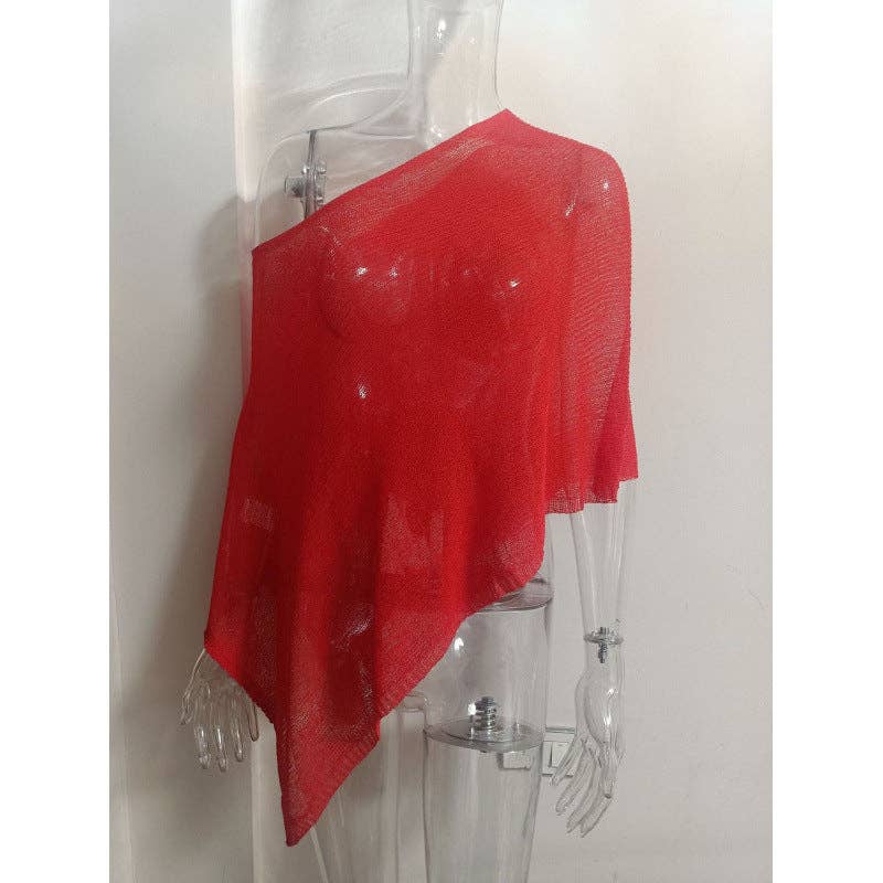 Thin Ice Silk Knitted Poncho Top