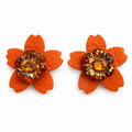 Horizon Bloom Finch Leather Earrings by D.K. Tlustos