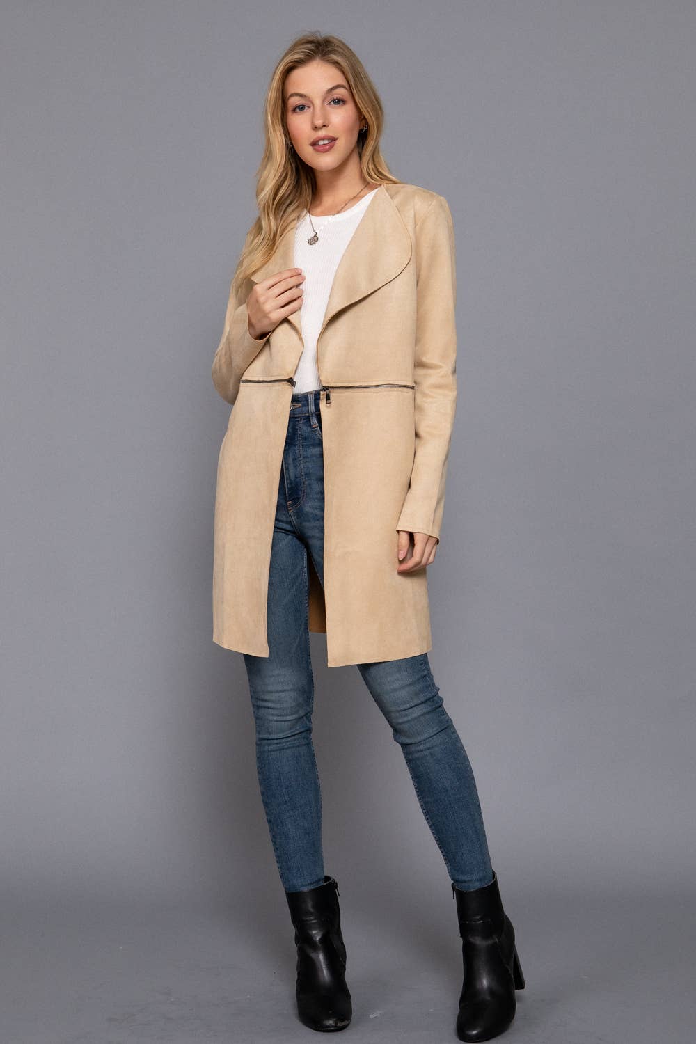 Faux Suede Long Jacket