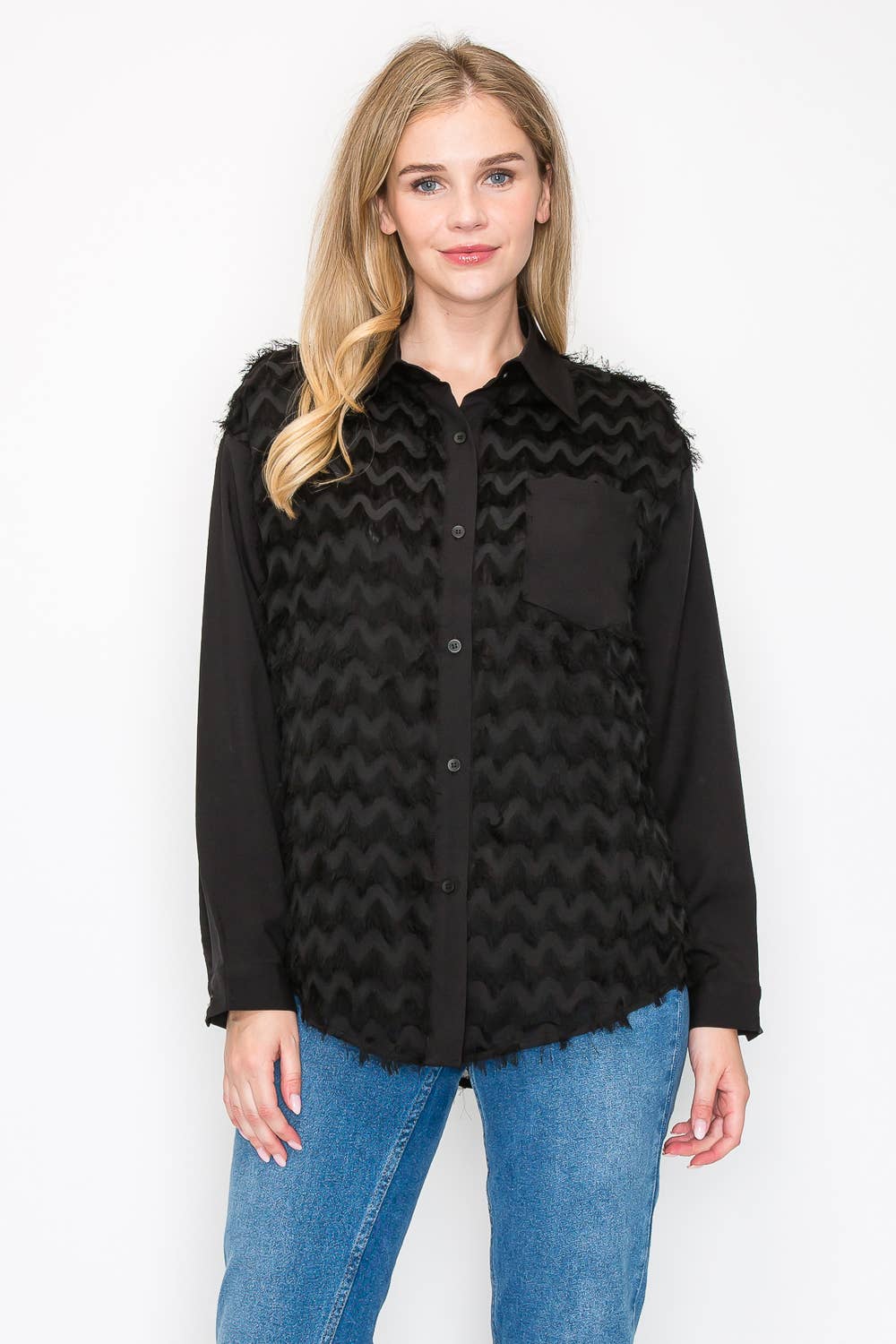 Joh Apparel - Weena Woven Feathered Shirt