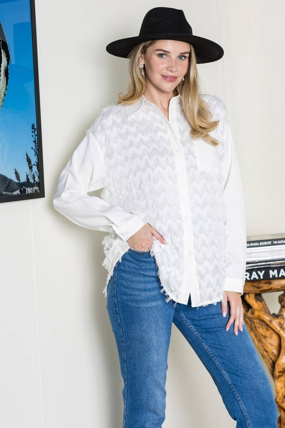 Joh Apparel - Weena Woven Feathered Shirt