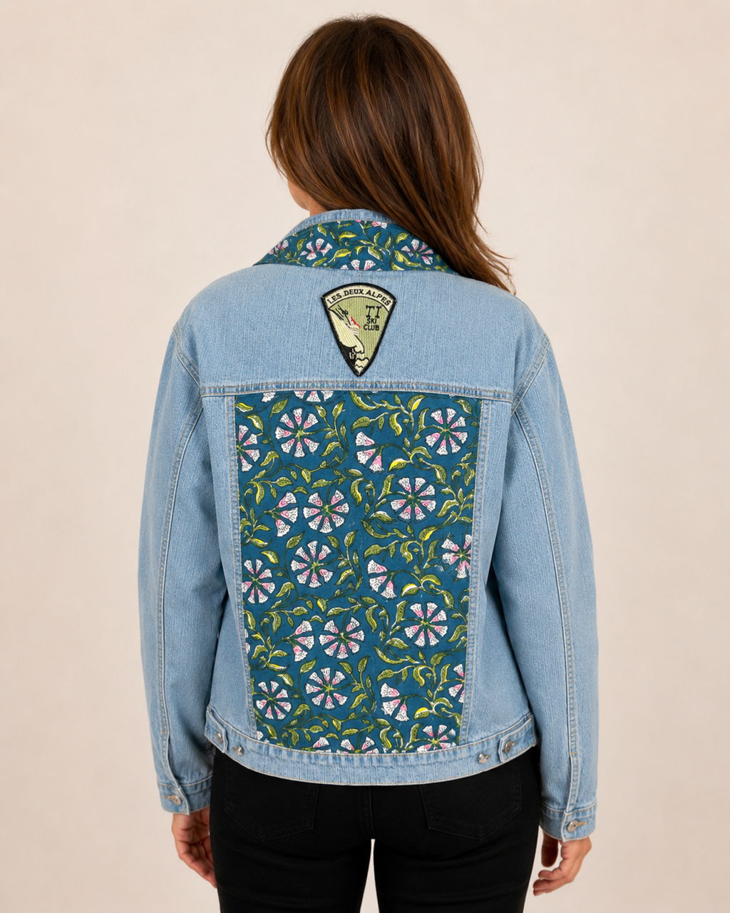 Hand-Embellished Garden Muse Denim Jacket by Trish - Size Large