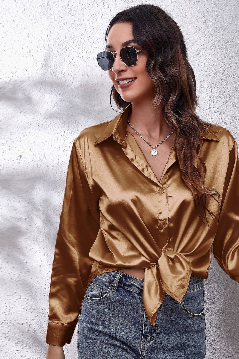 Satin Long Sleeve Top