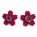 Fuchsia Bloom Finch Leather Earrings by D.K. Tlustos