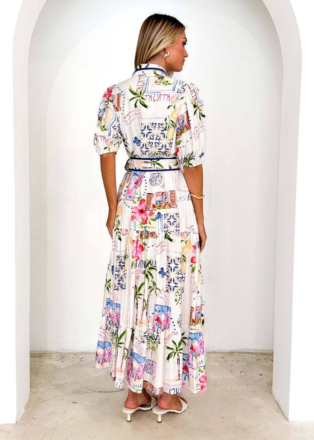 Floral printed short-sleeve maxi dress