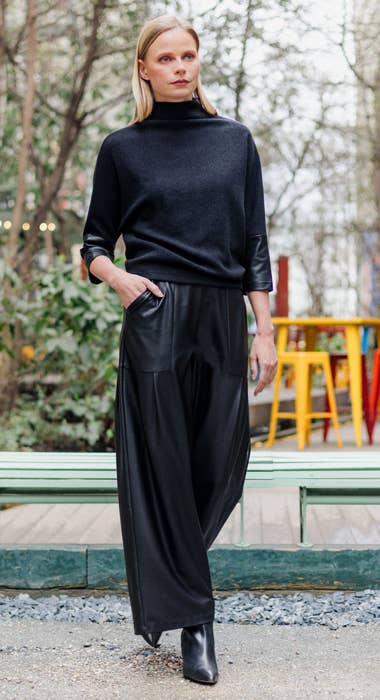 Clara Sunwoo Plush Ribbed - Liquid Leather Cuff Sweater Top