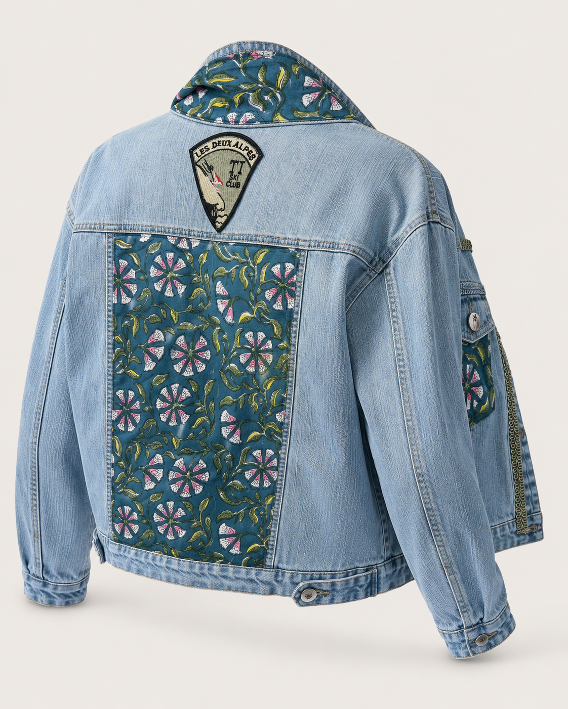 Garden Muse Denim Jacket Embellished by Trish - Size Large