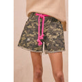 Braided Belt Camo Print Short