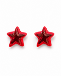 Handmade Mini Red Star Stud Earrings by D.K. Tlustos