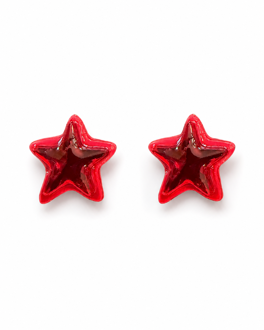 Handmade Mini Red Star Stud Earrings by D.K. Tlustos