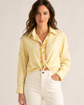 Hand-Embellished Sunshine Stripe Tie Blouse by Trish Size X-Large