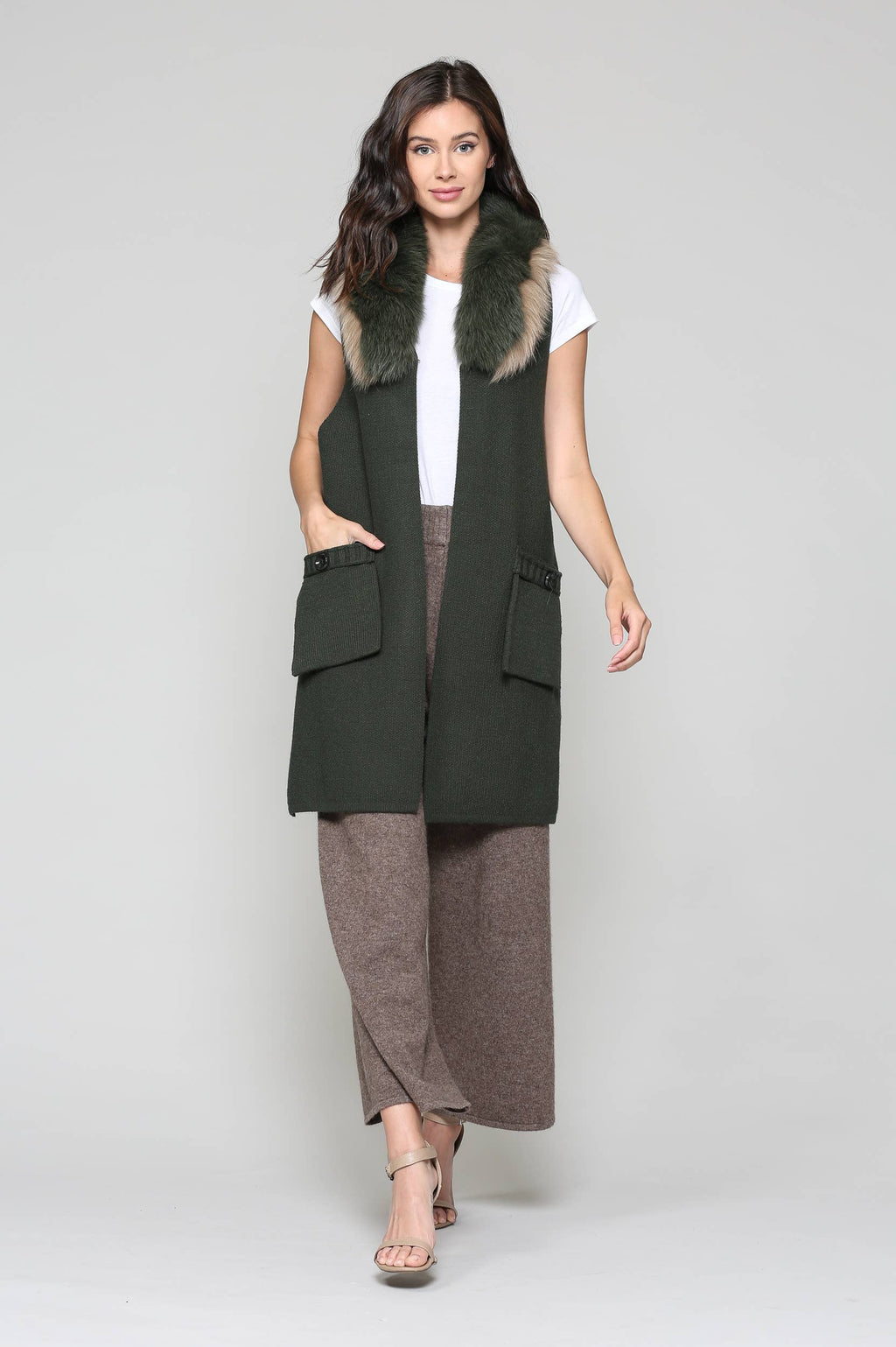 Selma Knitted Vest with Faux Fur
