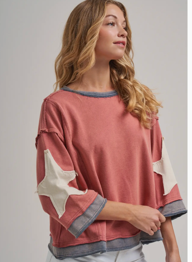 Vintage Colorblock Patch Pullover