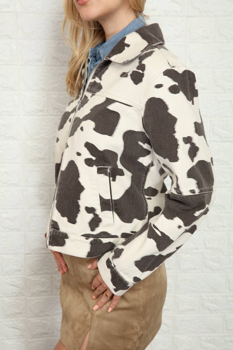 Cow Print Barn Jacket
