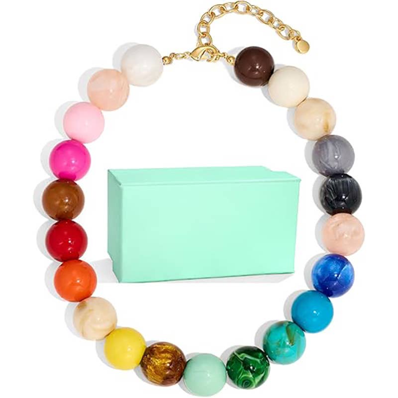 Resin Bead Adjustable Statement Necklace