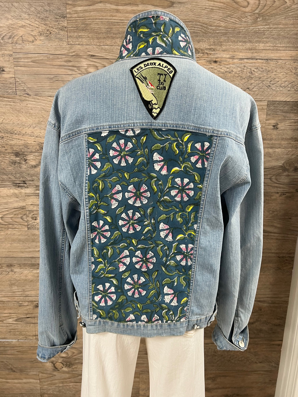 Garden Muse Denim Jacket Embellished by Trish - Size Large